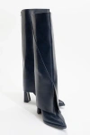 Prologue Shoes Aja Block Heel Convertible Knee High Boot In Blue