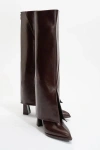 Prologue Shoes Aja Block Heel Convertible Knee High Boot In Brown