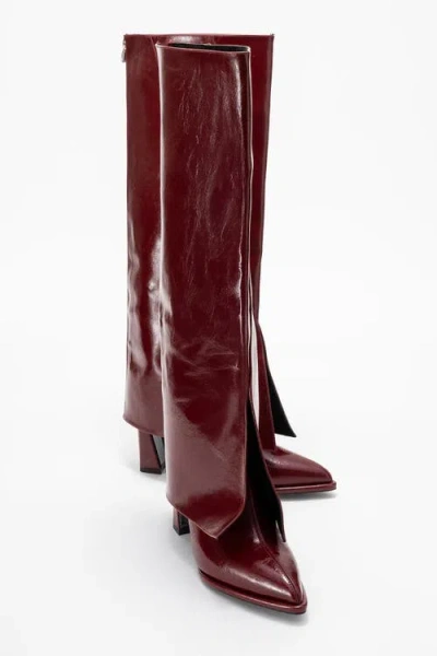 Prologue Shoes Aja Block Heel Convertible Knee High Boot In Burgundy