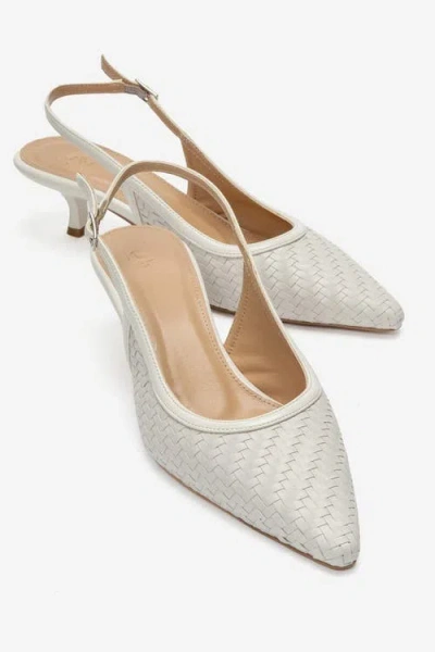 Prologue Shoes Alvessia Kitten Heel Slingback Pump In Ecru
