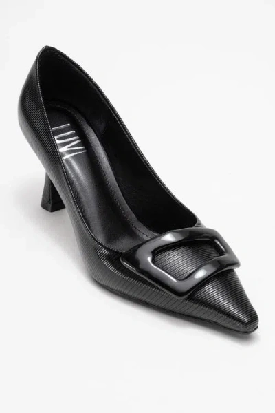 Prologue Shoes Astra Buckle Pointed Toe Pump In Black