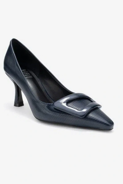 Prologue Shoes Astra Buckle Pointed Toe Pump In Blue