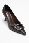 Prologue Shoes Astra Buckle Pointed Toe Pump In Brown