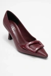 Prologue Shoes Astra Buckle Pointed Toe Pump In Burgundy