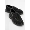 Prologue Shoes Babel Stone Embellished Suede Loafer