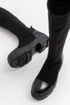 Prologue Shoes Bella Stretch Scuba Knee High Boot In Black