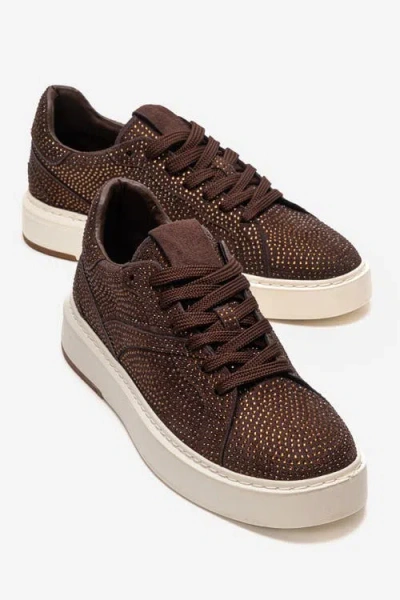 Prologue Shoes Berina Embellished Sneaker In Brown