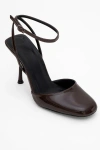 Prologue Shoes Blues Round Toe Ankle Strap Pump In Brown
