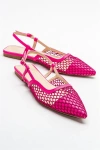Prologue Shoes Brace Blue Mesh Flat Sandal In Pink