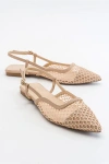 Prologue Shoes Brace Blue Mesh Flat Sandal In Brown