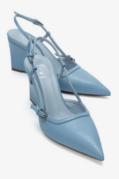 Prologue Shoes Celia Pointed Toe Wedge Pump In Blue