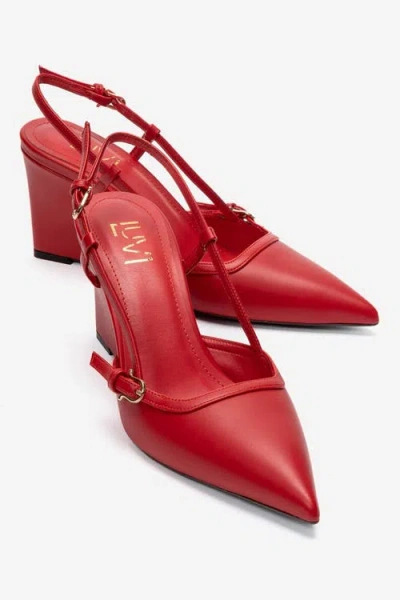 Prologue Shoes Celia Pointed Toe Wedge Pump In Red
