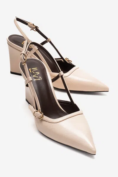 Prologue Shoes Celia Pointed Toe Wedge Pump In Neutral