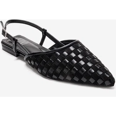Prologue Shoes Chanda Pointed Toe Woven Sandal In Black