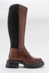 Prologue Shoes Chapel Buckle Stretch Boot In Brown