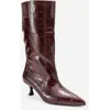 Prologue Shoes Crow Embossed Pointed Toe Boot In Brown