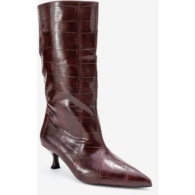 Prologue Shoes Crow Embossed Pointed Toe Boot In Brown
