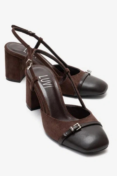 Prologue Shoes Desia Slingback Round Toe Pump In Brown