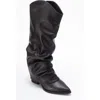 Prologue Shoes Elaris Block Heel Knee High Boot In Black