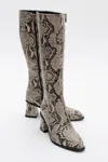 Prologue Shoes Elly Pattern Block Heel Boot In Gray