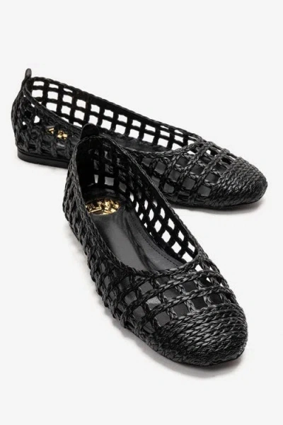 Prologue Shoes Elvaris Woven Ballet Flat In Black