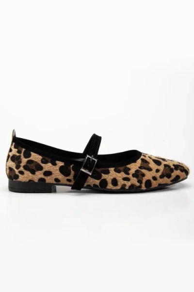 Prologue Shoes Emilie Mary Jane Flat In Animal Print