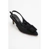 Prologue Shoes Ensley Knitted Buckled Pointed Toe Pump In Black