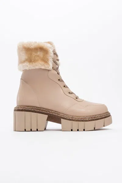 Prologue Shoes Faith Fur Chunky Boot In Neutral