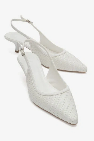 Prologue Shoes Fendrix Kitten Heel Slingback Pump In White