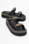 Prologue Shoes Finery Embellished Platform Slide In Black