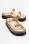 Prologue Shoes Finery Embellished Platform Slide In Gold