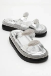 Prologue Shoes Finery Embellished Platform Slide In Silver