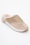 Prologue Shoes Glea Mesh Rhinestone Mules In Brown