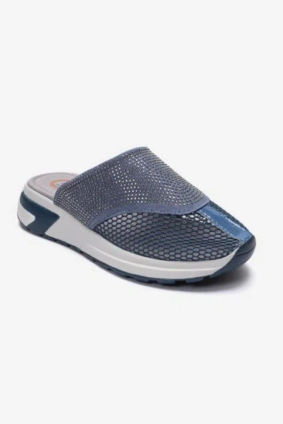 Prologue Shoes Glea Mesh Rhinestone Mules In Blue