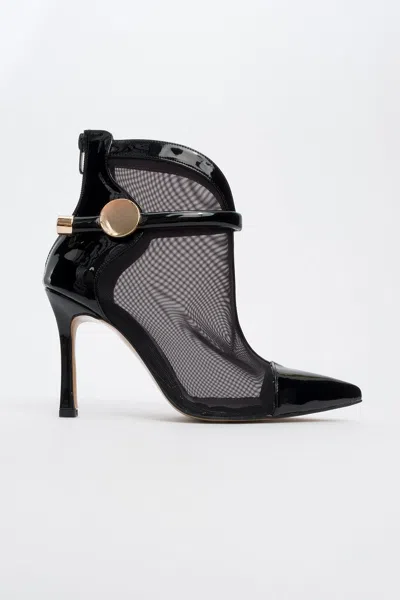 PROLOGUE SHOES GROVE PATENT BACK ZIP HIGH HEEL MESH BOOT