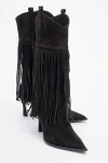 Prologue Shoes Gueras Fringe Pointed Toe Boot In Black