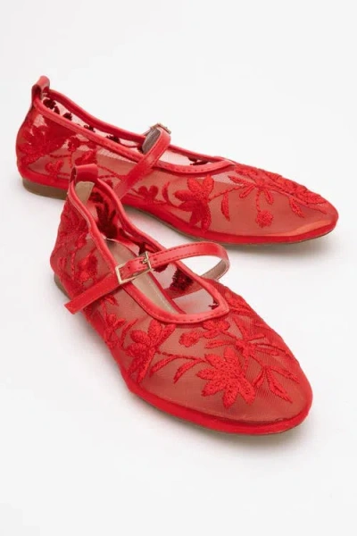 Prologue Shoes Juny Mesh Floral Embroidery Ballet Flat