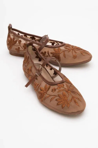 Prologue Shoes Juny Mesh Floral Embroidery Ballet Flat