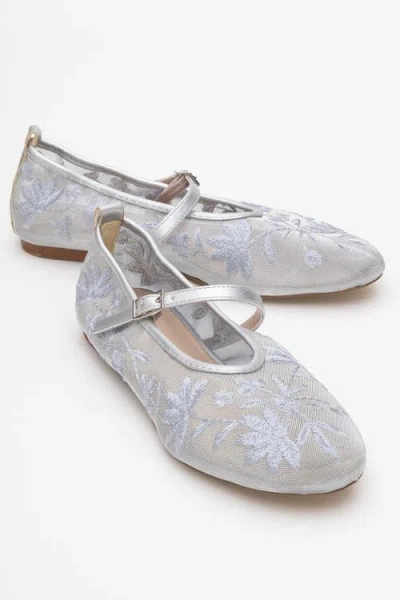 Prologue Shoes Juny Mesh Floral Embroidery Ballet Flat
