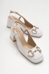Prologue Shoes Karol Block Heel Pump In White