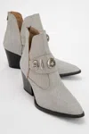 Prologue Shoes Kenda Buckle Block Heel Boot In Gray