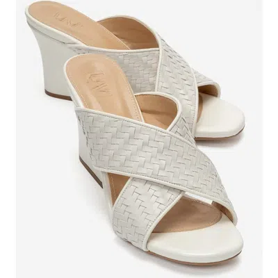 Prologue Shoes Lavean Cross Strap Wedge Sandal In Ecru