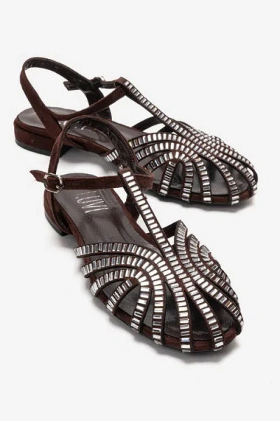 Prologue Shoes Lavina Embellished Sandal In Brown