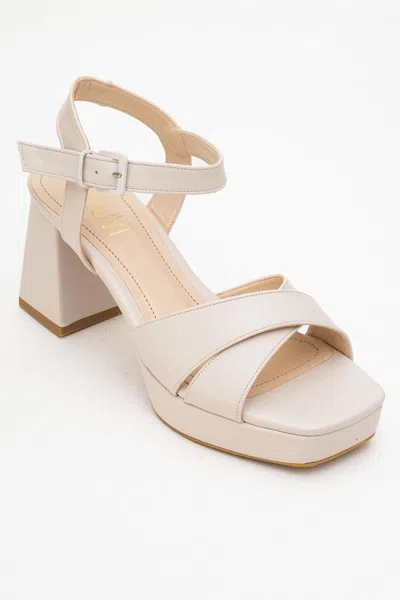 Prologue Shoes Lisbon Platform Block Heel Sandal In Neutral
