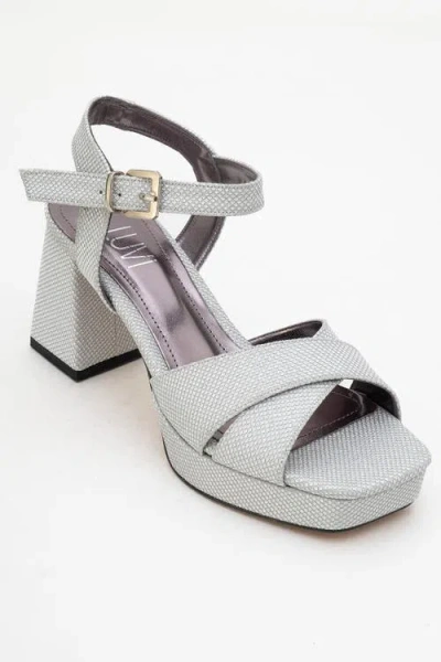 Prologue Shoes Lisbon Platform Block Heel Sandal In Silver