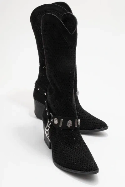 Prologue Shoes Lumen Block Heel Western Boot In Black