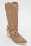 Prologue Shoes Lumen Block Heel Western Boot In Brown