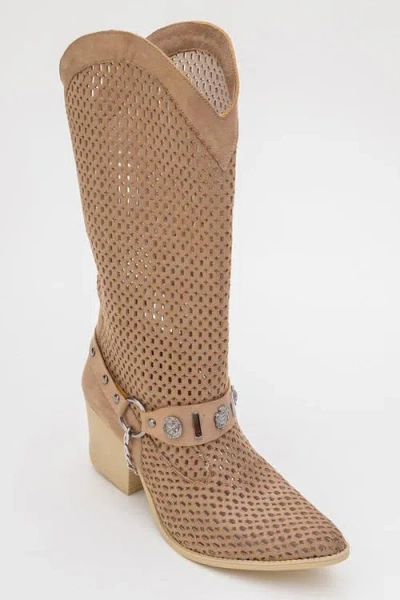 Prologue Shoes Lumen Block Heel Western Boot In Brown