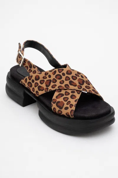 Prologue Shoes Lungo Cross-strap Wedge Sandal In Animal Print