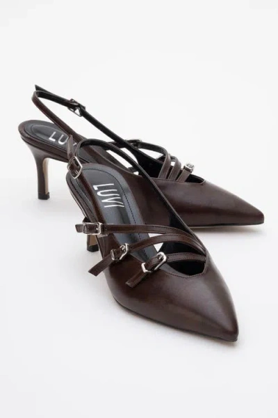 Prologue Shoes Magra Pointed-toe Slingback Stiletto In Brown